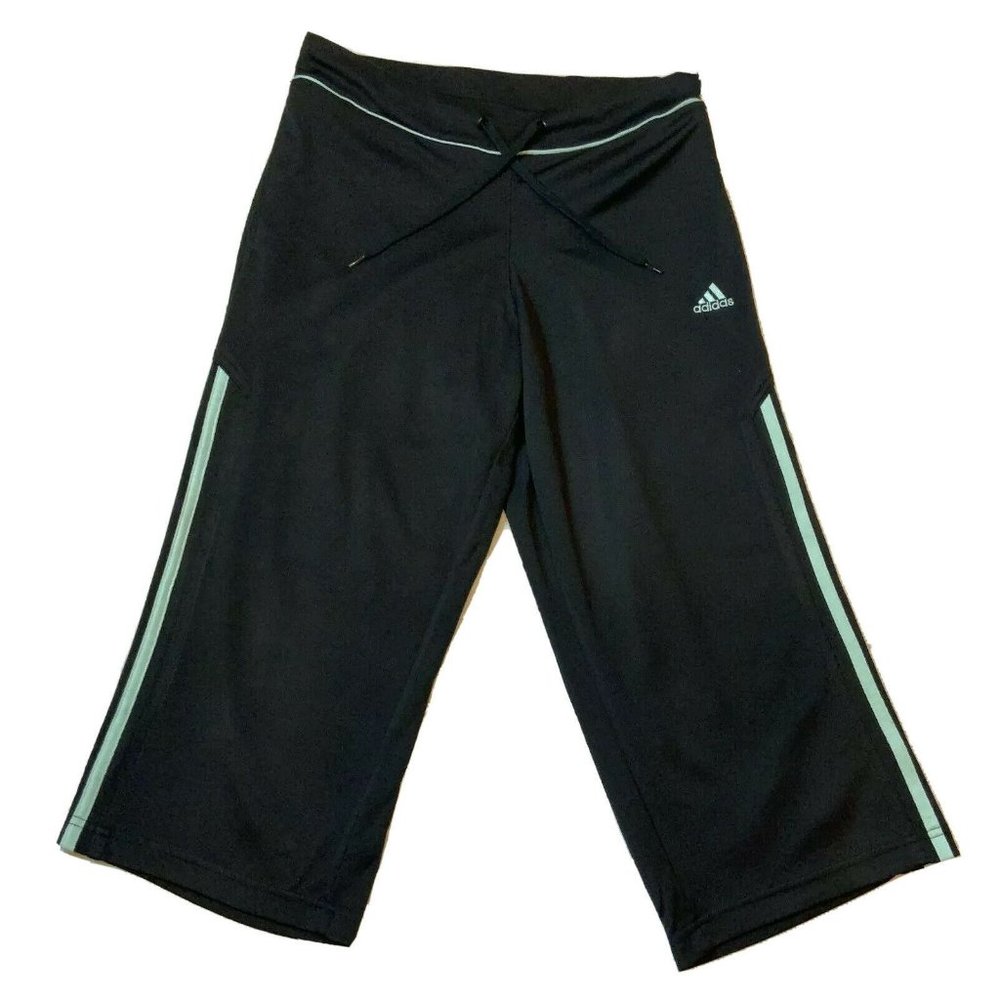 ADIDAS Womens Size Small BLACK Stretch Elastic Waist Athletic Yoga CAPRIS Pants